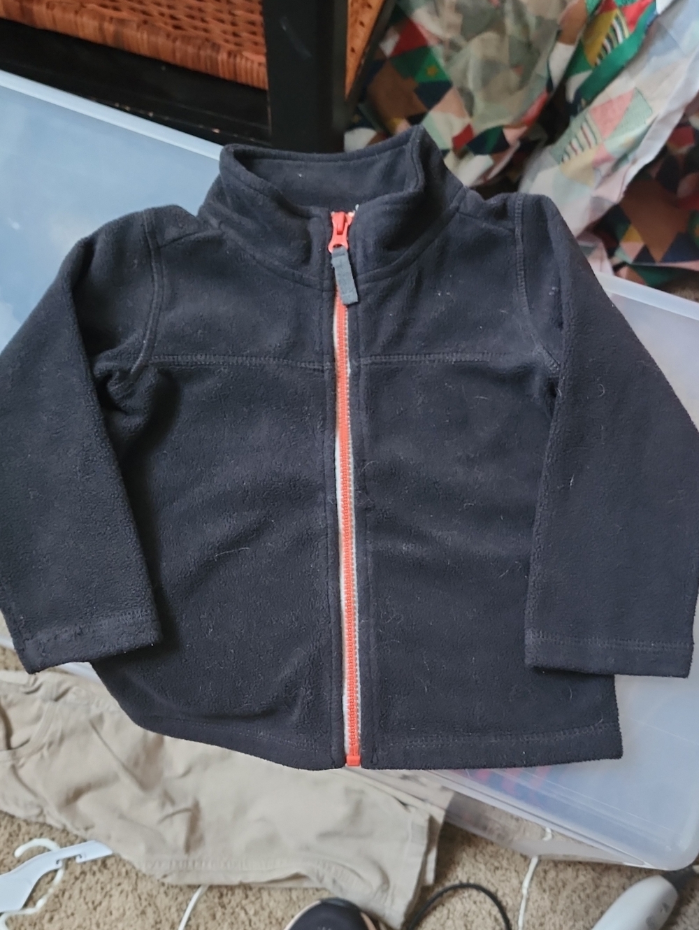 18-24 Months Carter's Black Fleece Jacket with Red Contrast Zipper